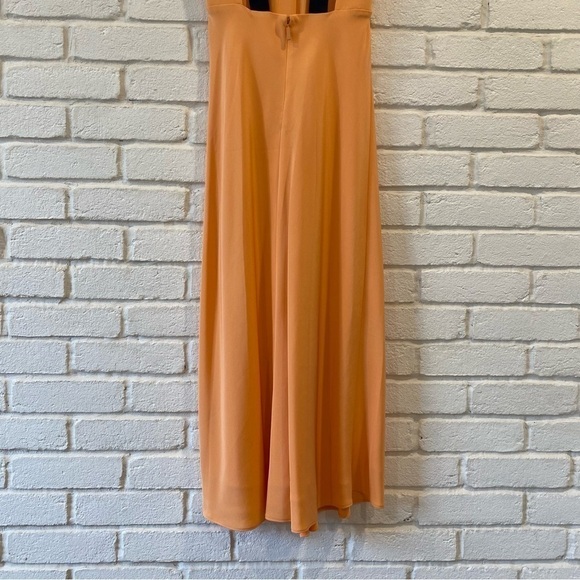 Tibi Open Back Bias Cut Sleeveless Silk Dress Apricot Orange S118SL1085 Size 0 - Picture 11 of 15